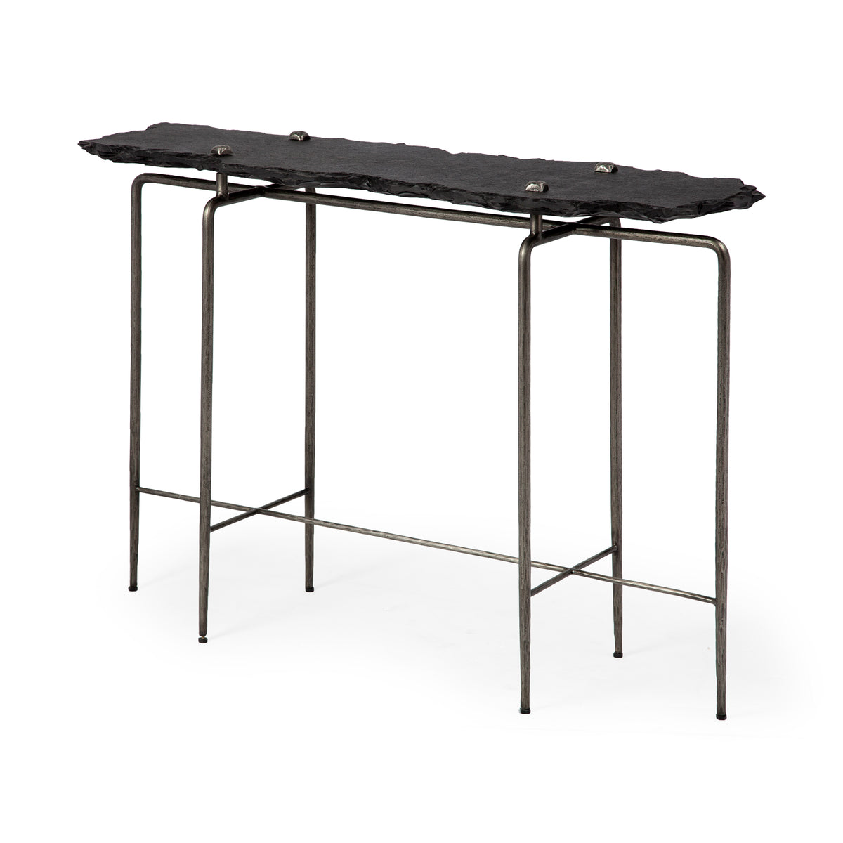 Pinera III 49L x 17W Slate W/Iron Base Console Table-Console Tables-DECOROLALA