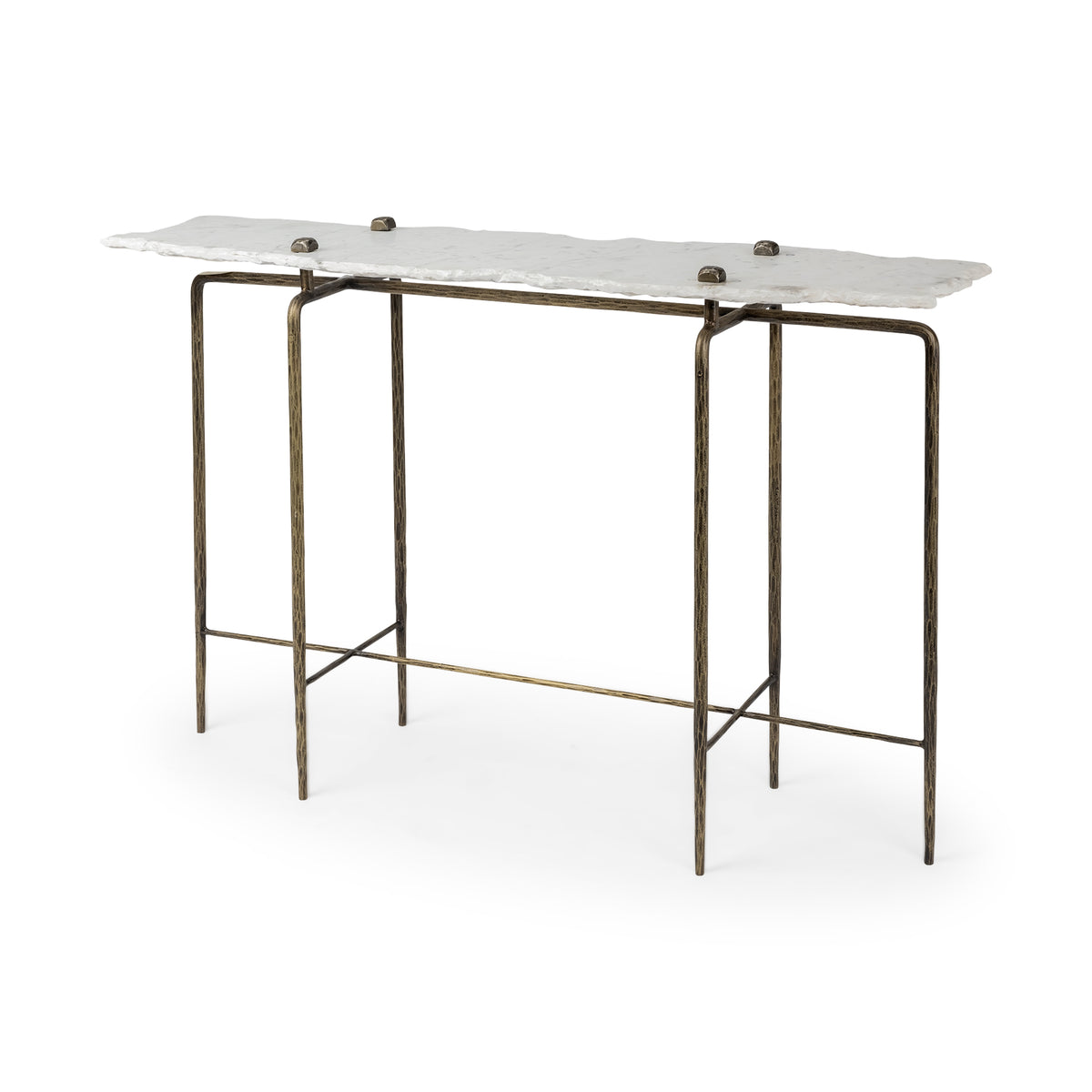 Pinera III 49L x 17W Slate W/Iron Base Console Table-Console Tables-DECOROLALA