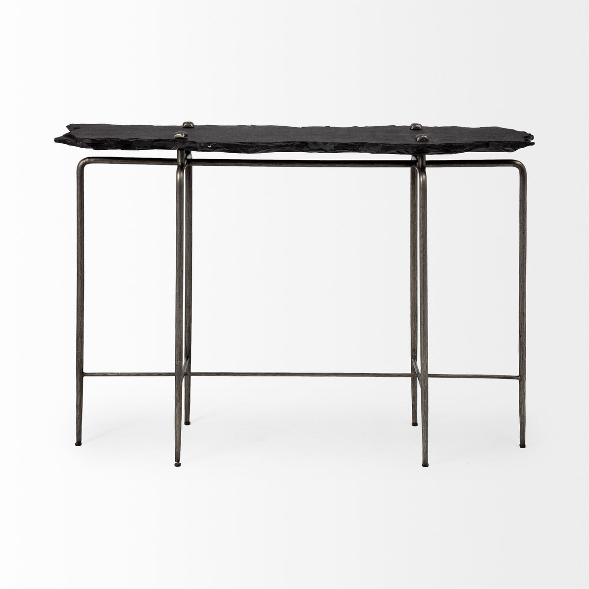 Pinera III 49L x 17W Slate W/Iron Base Console Table-Console Tables-DECOROLALA
