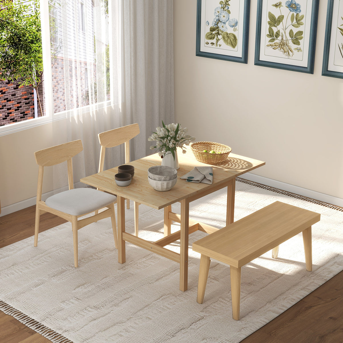 Pinewood Drop Leaf Dining Table - Natural 46.5"-Bar Tables-DECOROLALA