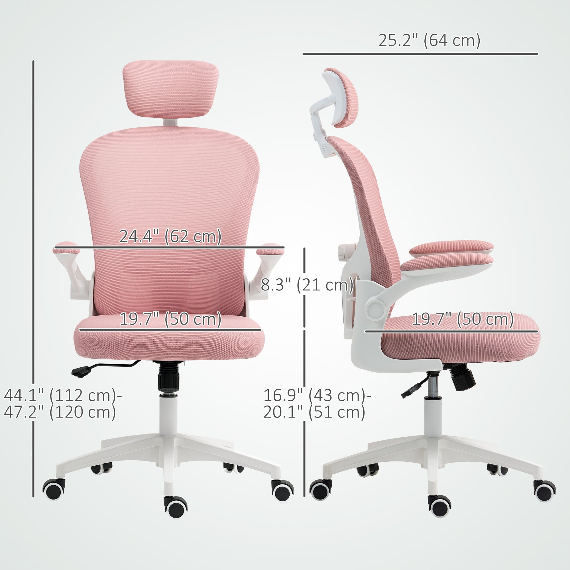 Pink Mesh Office Chair with 4D Lumbar Support-Office Products > Office Furniture > Office Chairs-DECOROLALA