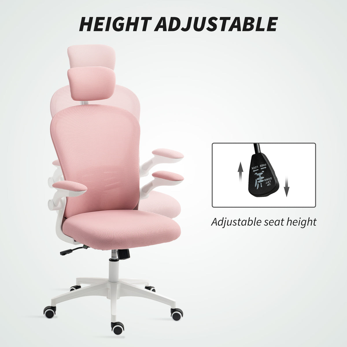 Pink Mesh Office Chair with 4D Lumbar Support-Office Products > Office Furniture > Office Chairs-DECOROLALA
