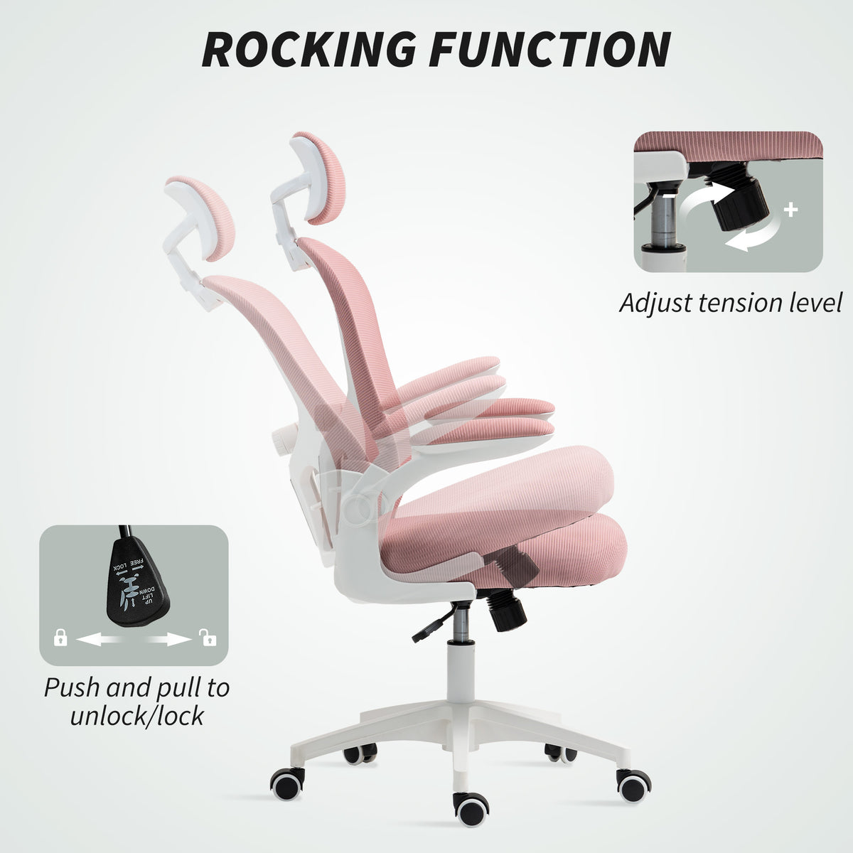 Pink Mesh Office Chair with 4D Lumbar Support-Office Products > Office Furniture > Office Chairs-DECOROLALA
