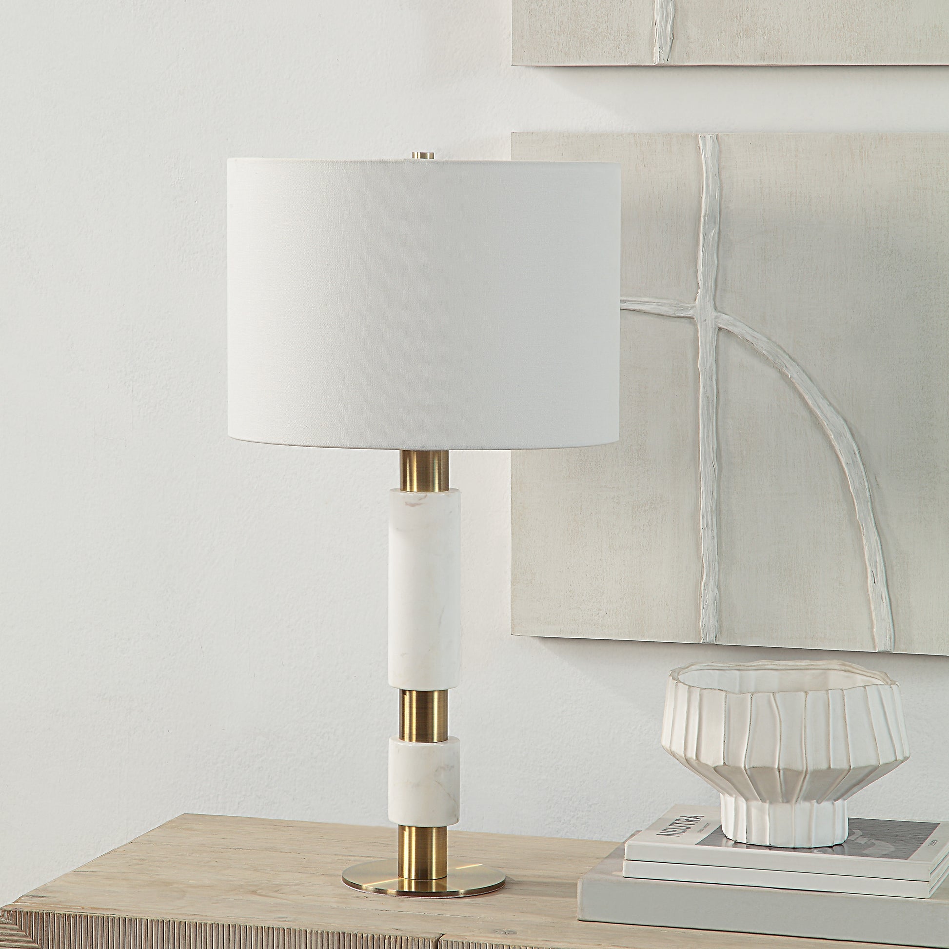 Pirot 27" Tall Table Lamp Antique Brushed Brass Iron-Table Lamp-DECOROLALA