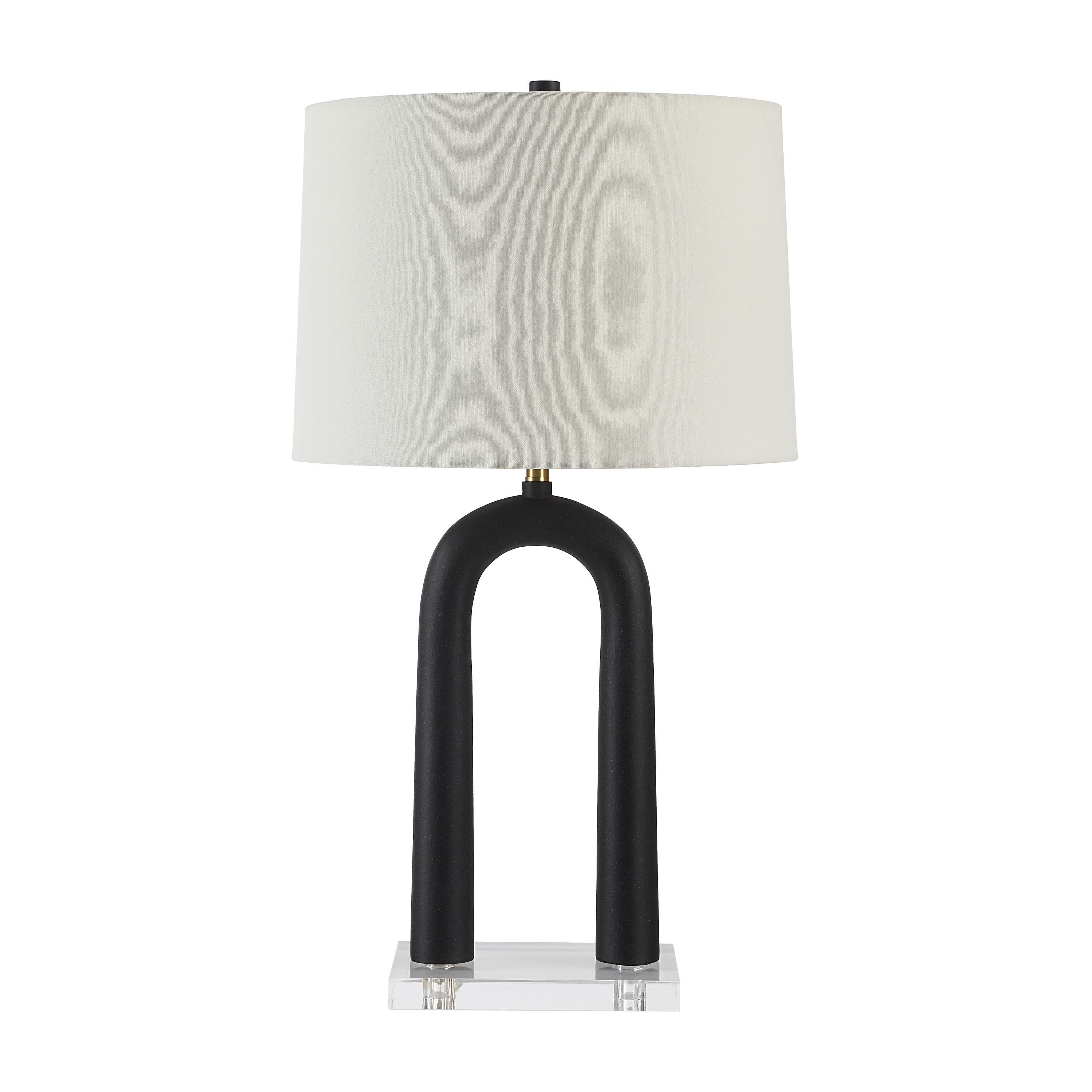 Pisa 28.5" Table Lamp, Matte Black with Ivory Shade-Table Lamp-DECOROLALA