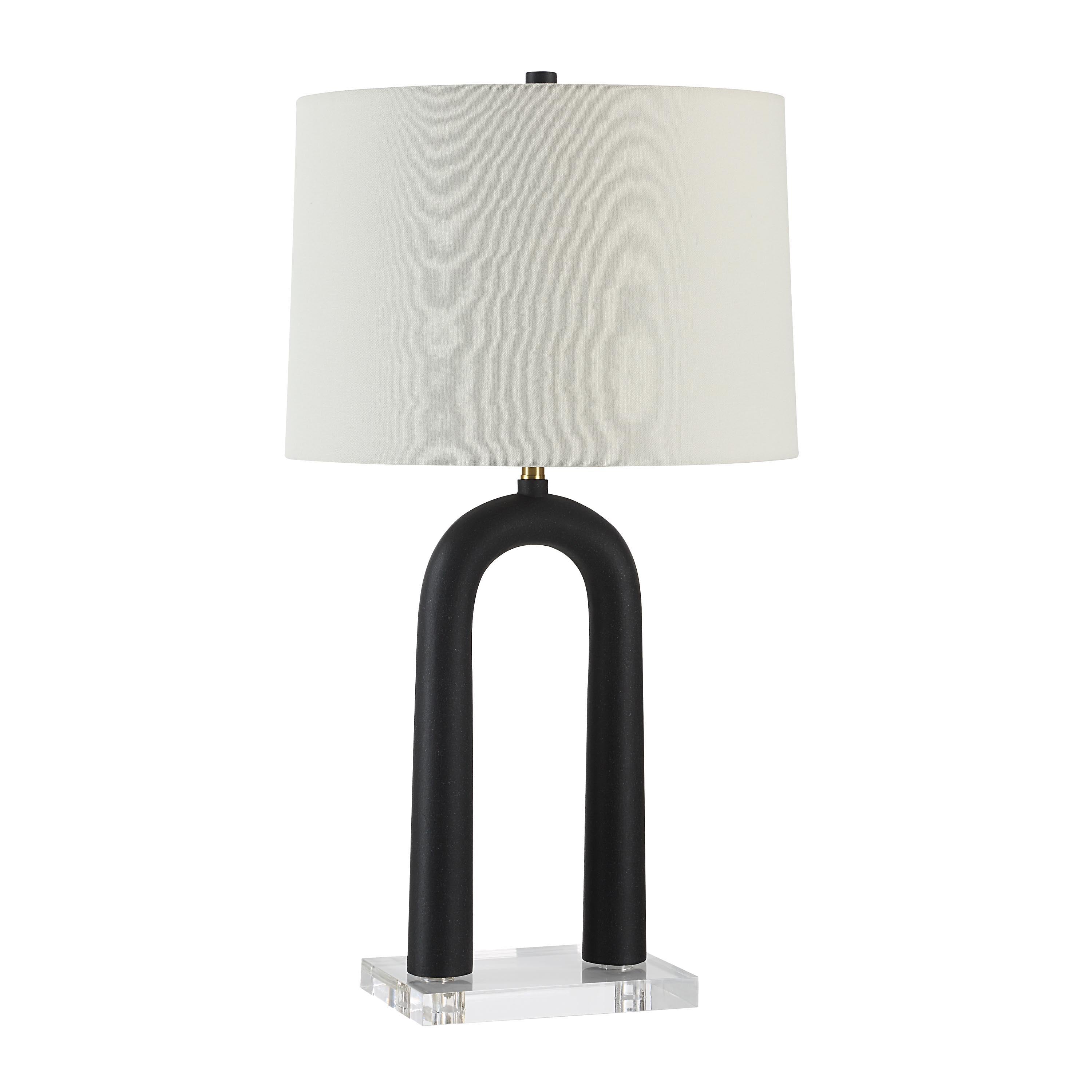 Pisa 28.5" Table Lamp, Matte Black with Ivory Shade-Table Lamp-DECOROLALA