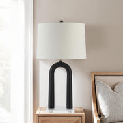 Pisa 28.5" Table Lamp, Matte Black with Ivory Shade-Table Lamp-DECOROLALA