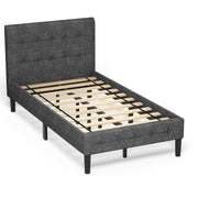 Platform Bed with Button Tufted Headboard-Gray-Simple Bed Frame-DECOROLALA
