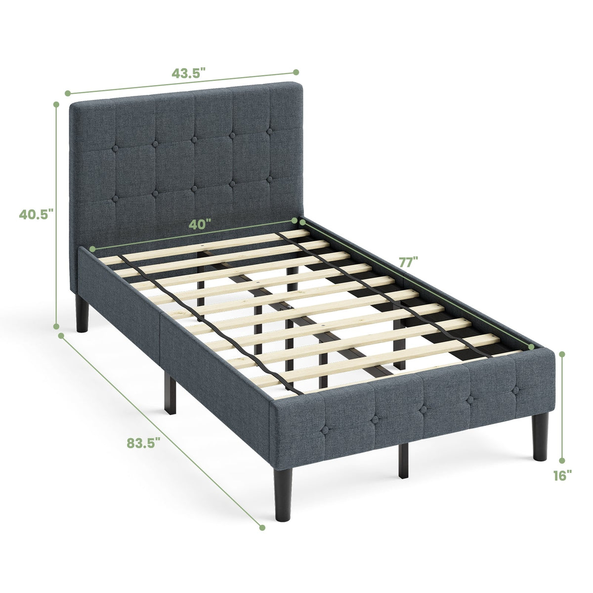 Platform Bed with Button Tufted Headboard-Simple Bed Frame-DECOROLALA