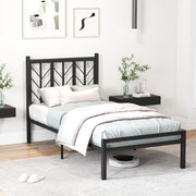 Platform Bed with Headboard and Metal Frame-Simple Bed Frame-DECOROLALA