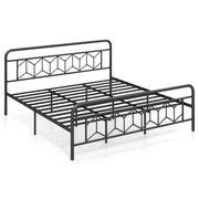 Platform Bed with High Headboard and Snap Lock Metal Slats-King Size-Simple Bed Frame-DECOROLALA