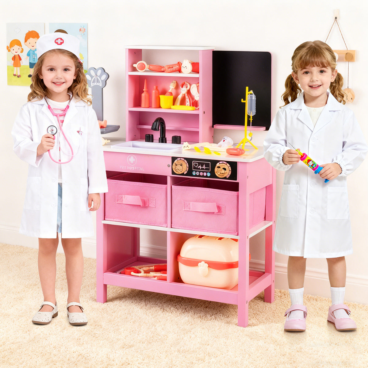 Set de jeu en bois cabinet médical de docteur avec tableau noir