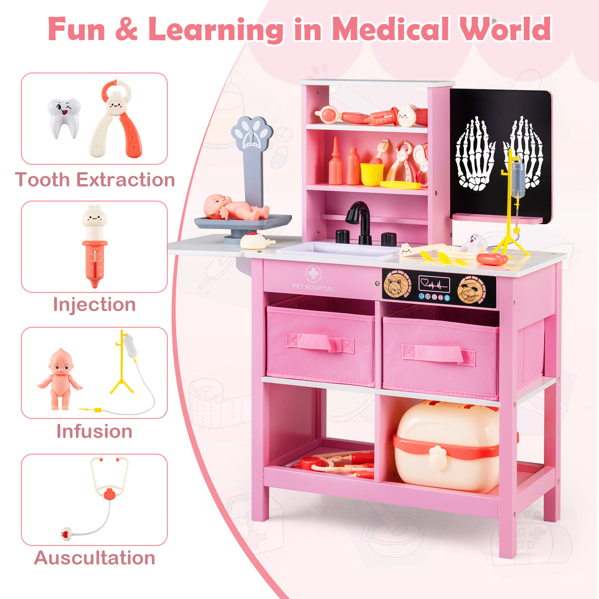 Set de jeu en bois cabinet médical de docteur avec tableau noir