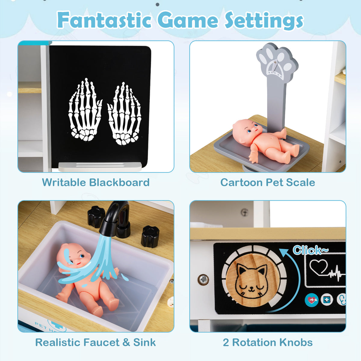 Set de jeu en bois cabinet médical de docteur avec tableau noir