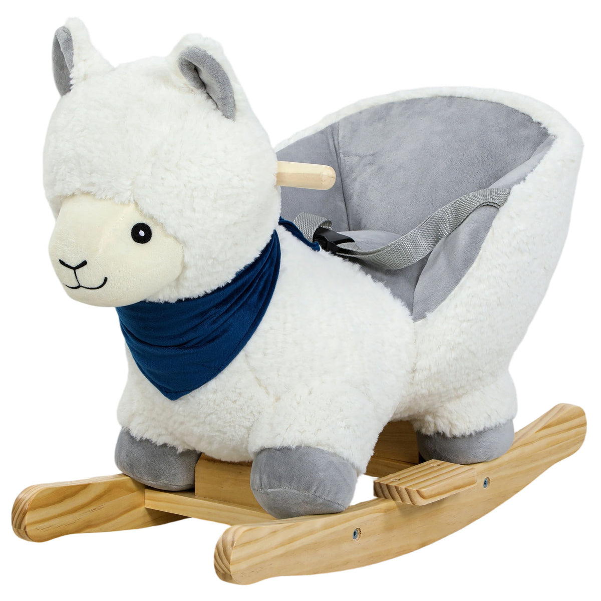 Baby Rocking Horse, Plush Animal Rocker Alpaca with Realistic Sound, Seat Belt, Handle Grip for 12-36 Months, White-Toys & Games > Baby & Toddler Toys > Riding & Rocking Toys > Rocking Horses-DECOROLALA