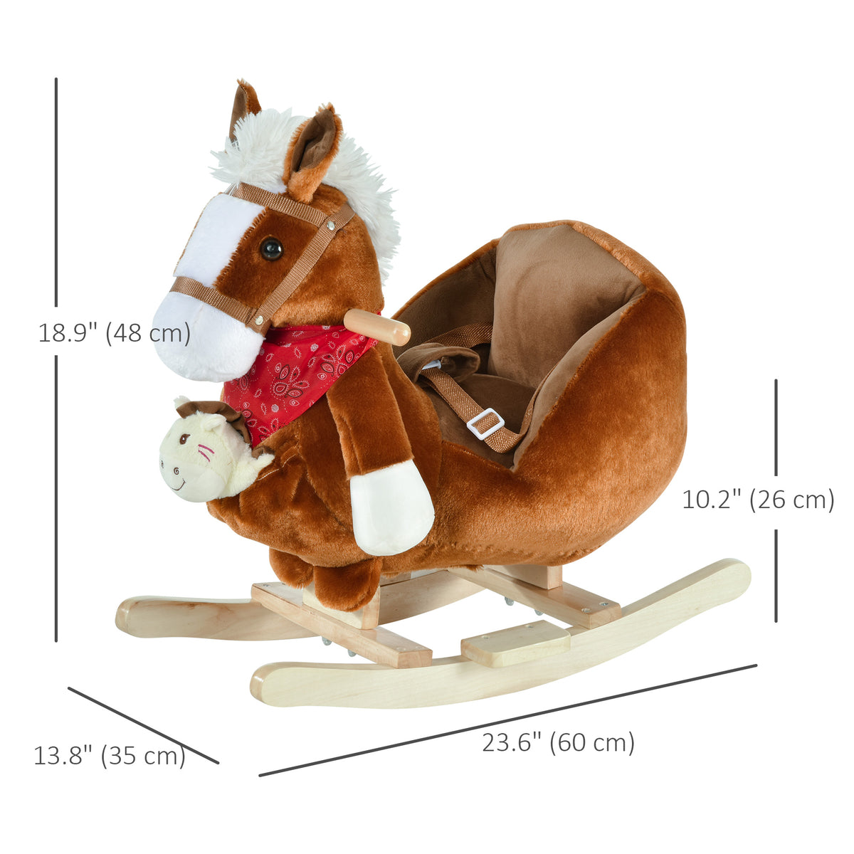 Plush Baby Rocking Horse with Sound - Brown 18-36 Months-Toys & Games > Baby & Toddler Toys > Riding & Rocking Toys > Rocking Horses-DECOROLALA