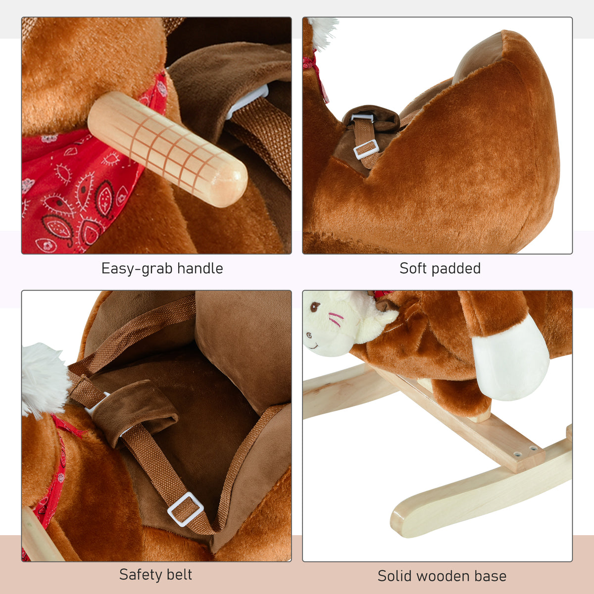 Plush Baby Rocking Horse with Sound - Brown 18-36 Months-Toys & Games > Baby & Toddler Toys > Riding & Rocking Toys > Rocking Horses-DECOROLALA