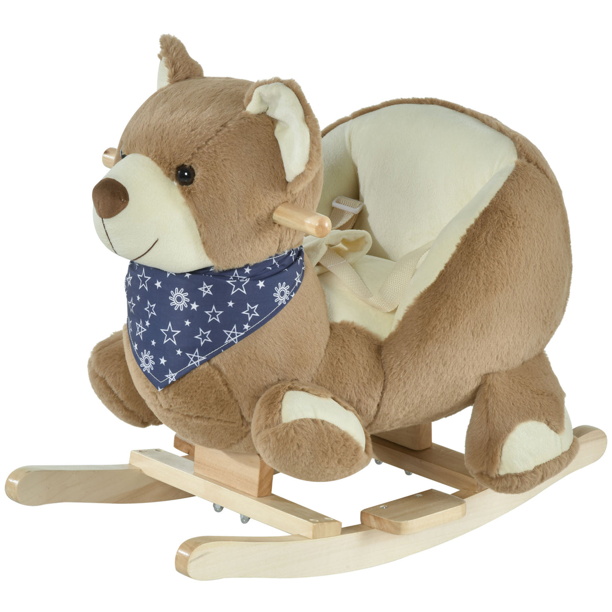 Baby Rocking Horse, Plush Animal Rocker Bear with Sound, Seat Belt, Handle Grip for 18-36 Months, Brown-Toys & Games > Baby & Toddler Toys > Riding & Rocking Toys > Rocking Horses-DECOROLALA