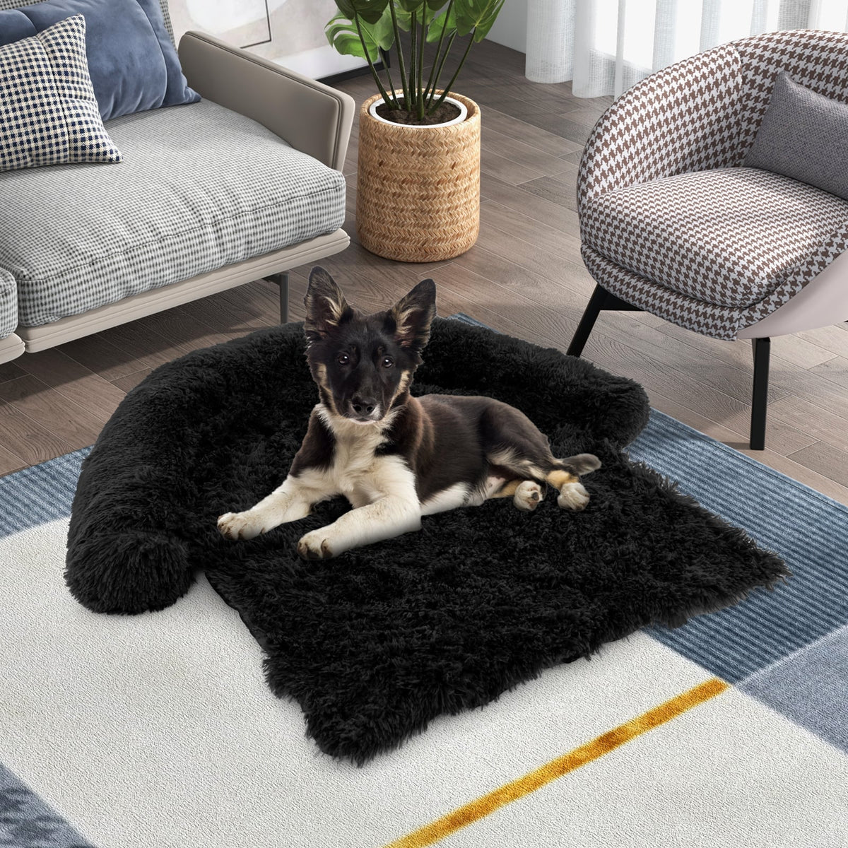 Plush Calming Dog Couch Bed with Anti-Slip Bottom-M-Dog Supplies-DECOROLALA