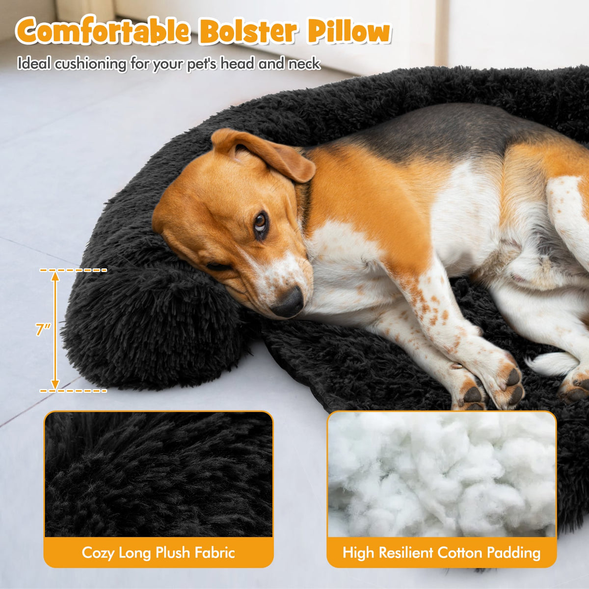 Plush Calming Dog Couch Bed with Anti-Slip Bottom-M-Dog Supplies-DECOROLALA