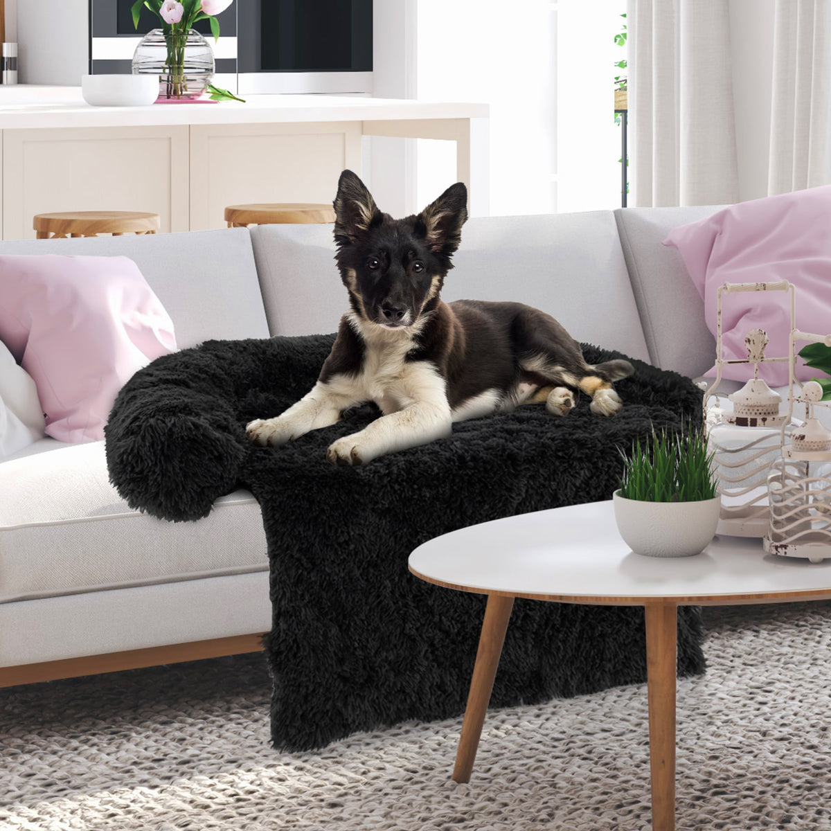 Plush Calming Dog Couch Bed with Anti-Slip Bottom-M-Dog Supplies-DECOROLALA