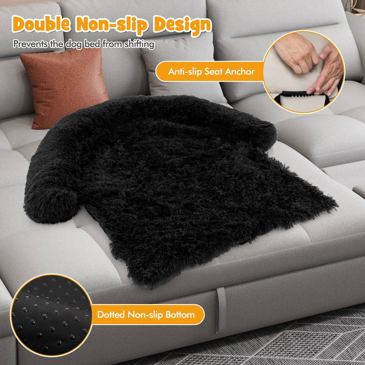 Plush Calming Dog Couch Bed with Anti-Slip Bottom-M-Dog Supplies-DECOROLALA