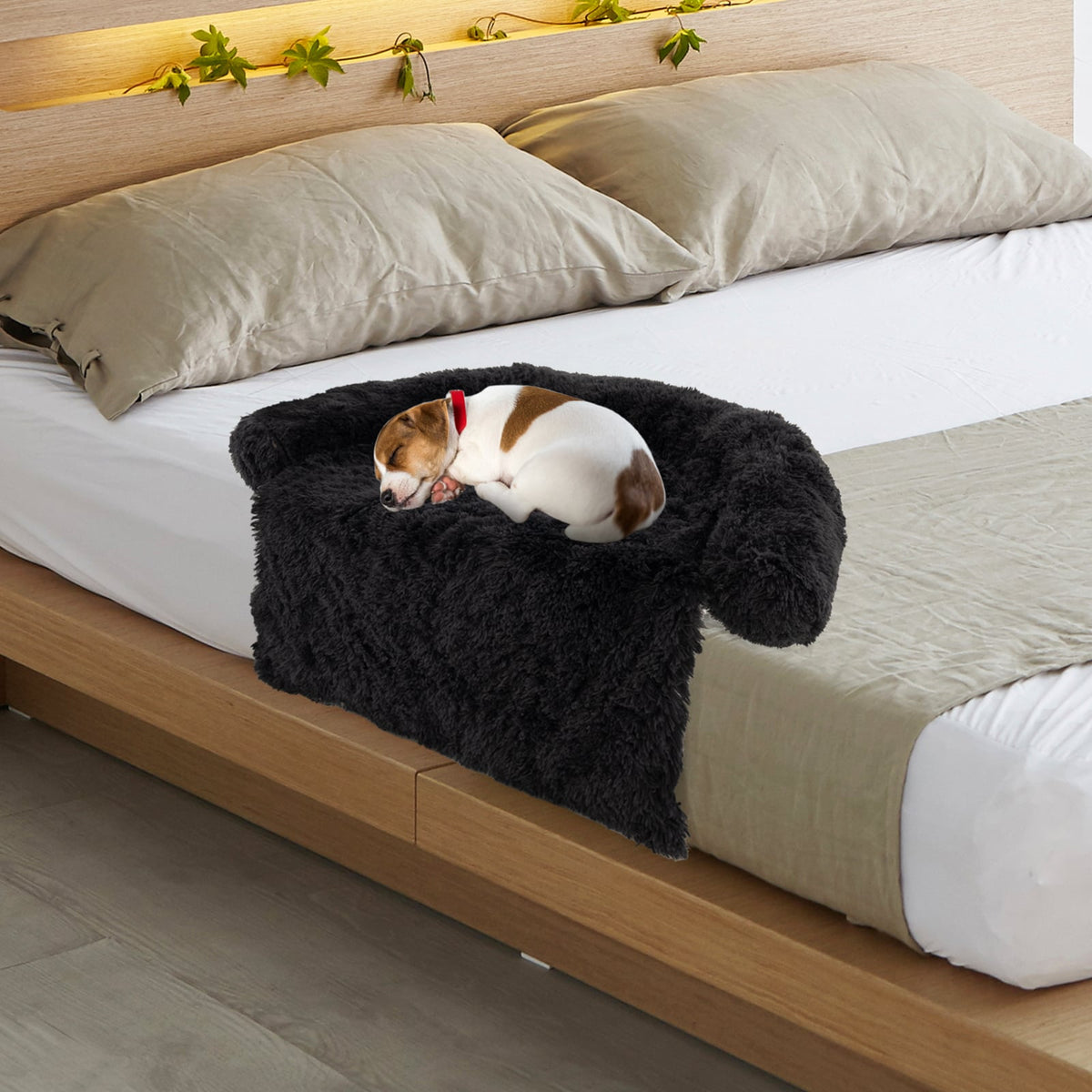 Plush Calming Dog Couch Bed with Anti-Slip Bottom-S-Dog Supplies-DECOROLALA
