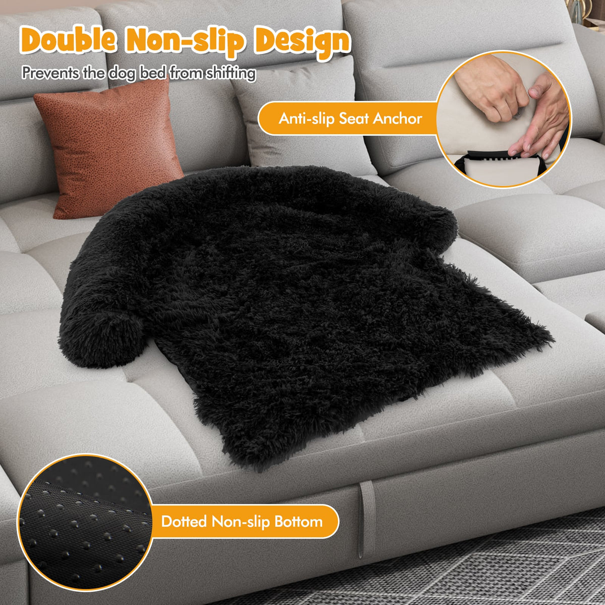 Plush Calming Dog Couch Bed with Anti-Slip Bottom-S-Dog Supplies-DECOROLALA