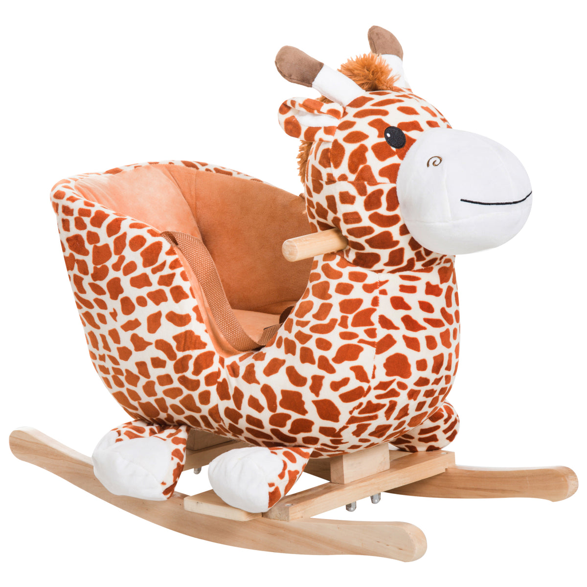 Baby Rocking Horse, Plush Animal Rocker Giraffe with Sound, Handle Grip for 18+ Months, Brown-Toys & Games > Baby & Toddler Toys > Riding & Rocking Toys > Rocking Horses-DECOROLALA