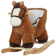 Baby Rocking Horse, Plush Animal Rocker with Sound, Handle Grip for 18-36 Months, Brown-Toys & Games > Baby & Toddler Toys > Riding & Rocking Toys > Rocking Horses-DECOROLALA