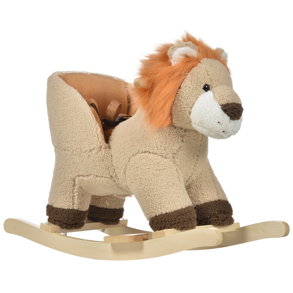 Baby Rocking Horse, Plush Animal Rocker Lion with Sound, Handle Grip for 18-36 Months, Brown-Toys & Games > Baby & Toddler Toys > Riding & Rocking Toys > Rocking Horses-DECOROLALA
