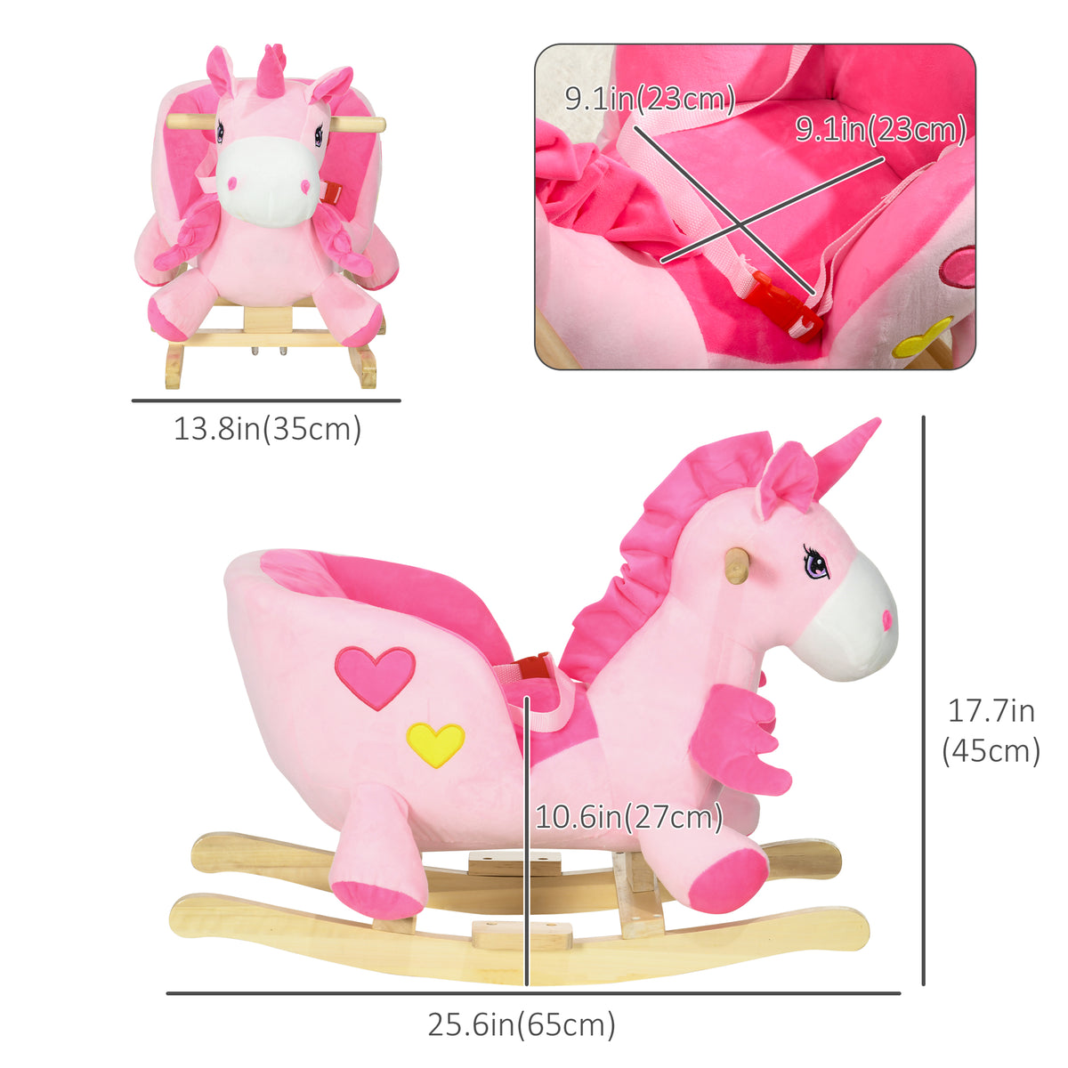 Baby Rocking Horse, Plush Animal Rocker Unicorn with Sound, Handle Grip for 18-36 Months, Pink-Toys & Games > Baby & Toddler Toys > Riding & Rocking Toys > Rocking Horses-DECOROLALA
