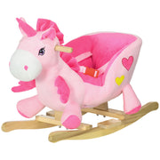 Baby Rocking Horse, Plush Animal Rocker Unicorn with Sound, Handle Grip for 18-36 Months, Pink-Toys & Games > Baby & Toddler Toys > Riding & Rocking Toys > Rocking Horses-DECOROLALA