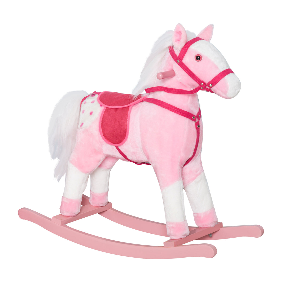Rocking Horse Plush Pony Children Kid Ride on Toy w/ Realistic Sound (Light Pink)-Toys & Games > Baby & Toddler Toys > Riding & Rocking Toys > Rocking Horses-DECOROLALA