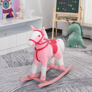 Rocking Horse Plush Pony Children Kid Ride on Toy w/ Realistic Sound (Light Pink)-Toys & Games > Baby & Toddler Toys > Riding & Rocking Toys > Rocking Horses-DECOROLALA