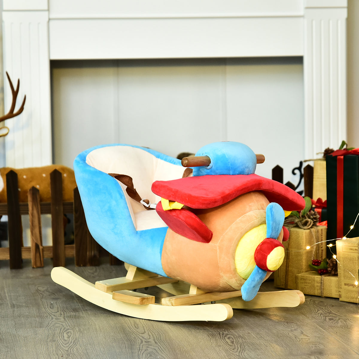 Plush Rocking Plane with Sound and Seat Belt for Toddlers-Toys & Games > Baby & Toddler Toys > Riding & Rocking Toys > Rocking Horses-DECOROLALA