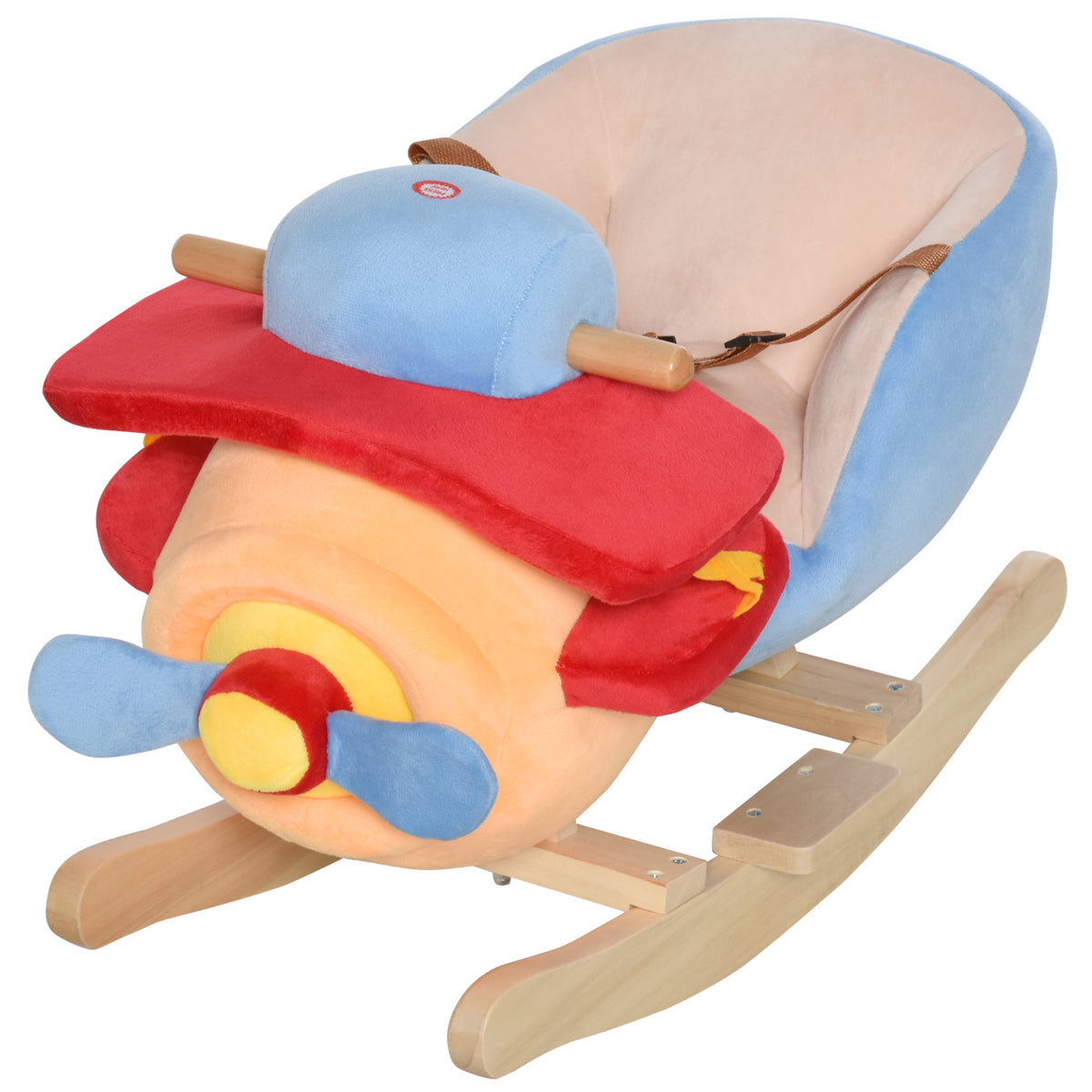 Baby Rocking Horse, Plush Animal Rocker Plane with Sound, Seat Belt, Handle Grip for 18+ Months, Multicolor-Toys & Games > Baby & Toddler Toys > Riding & Rocking Toys > Rocking Horses-DECOROLALA