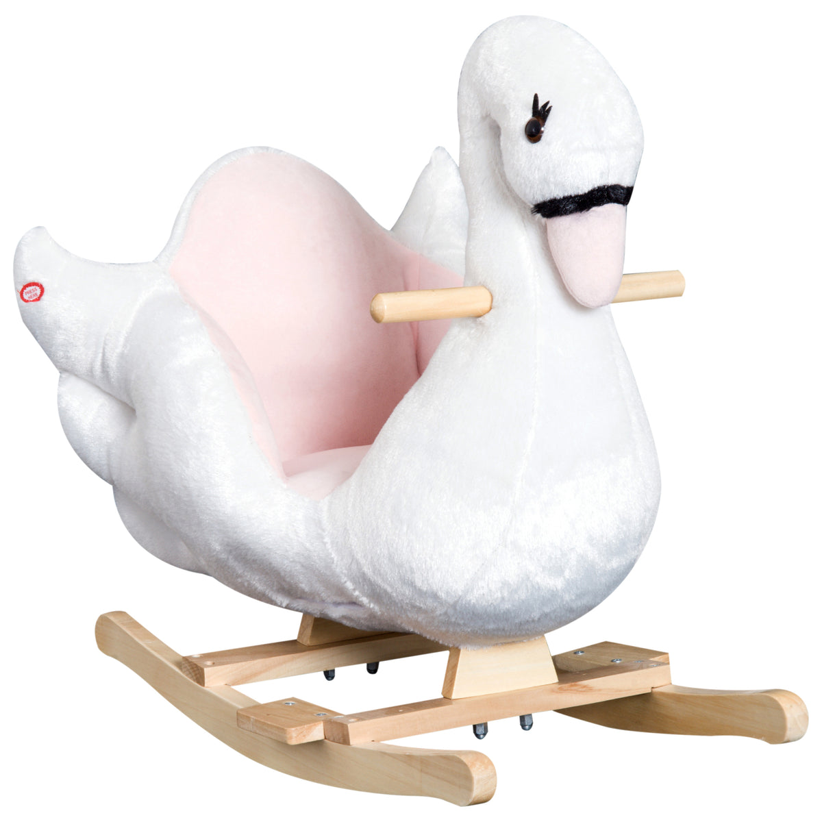 Baby Rocking Horse, Plush Animal Rocker Swan with Sound, Handle Grip for 18+ Months, White-Toys & Games > Baby & Toddler Toys > Riding & Rocking Toys > Rocking Horses-DECOROLALA