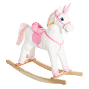 Kids Plush Toy Rocking Horse Unicorn with Realistic Sounds, White & Pink-Toys & Games > Baby & Toddler Toys > Riding & Rocking Toys > Rocking Horses-DECOROLALA