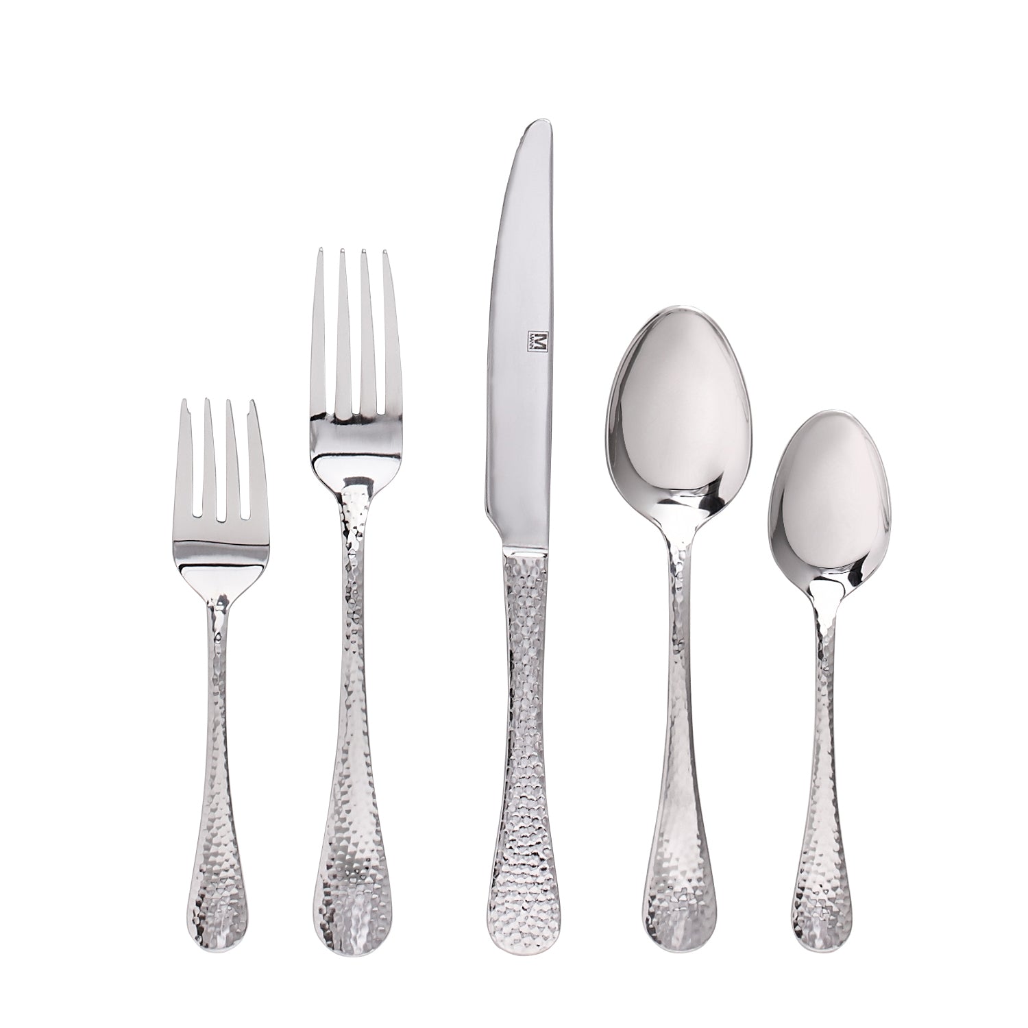 Polaris Flatware Set 20PC Hammered Stainless Steel-Cutlery and Flatware-DECOROLALA