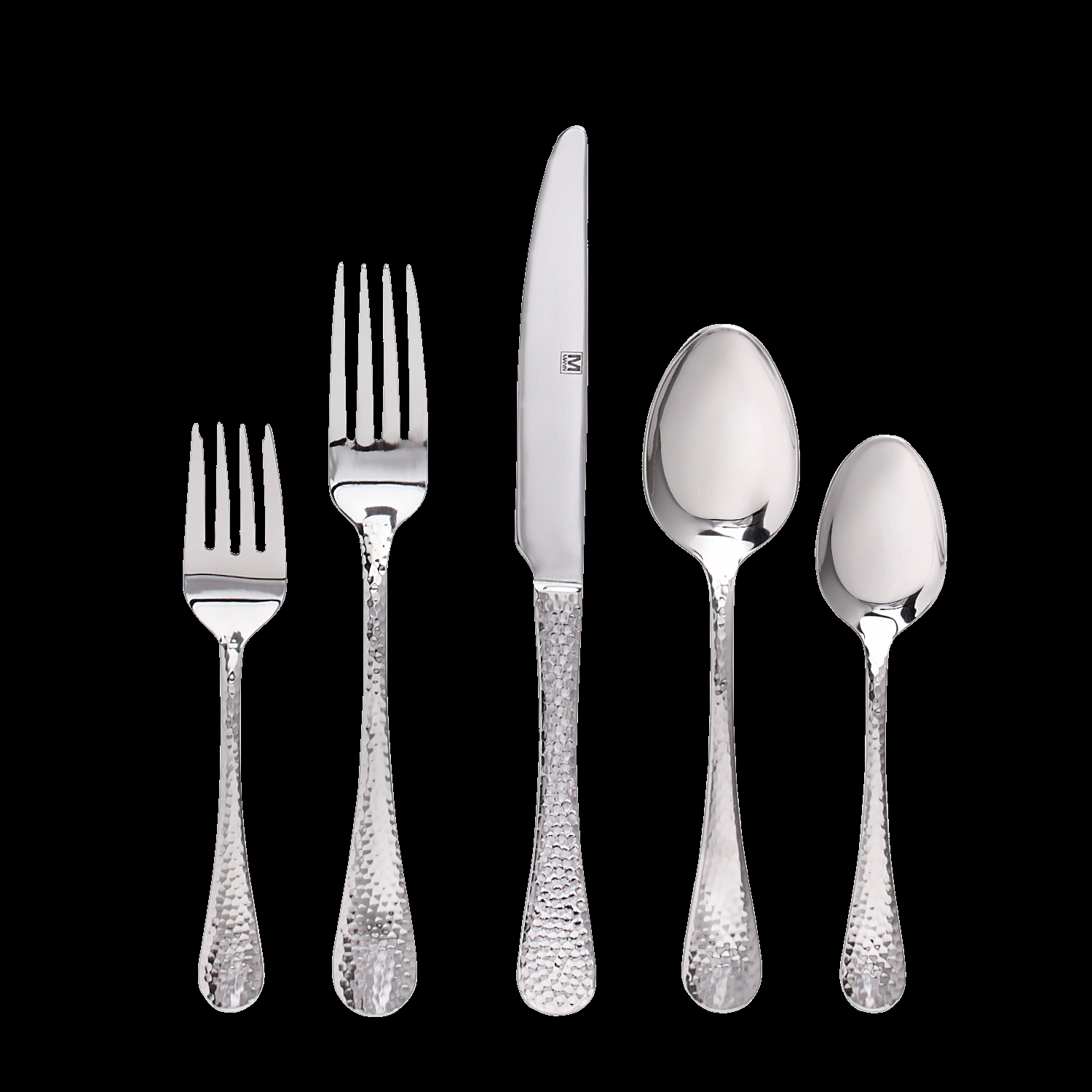 Polaris Flatware Set 20PC Hammered Stainless Steel-Cutlery and Flatware-DECOROLALA