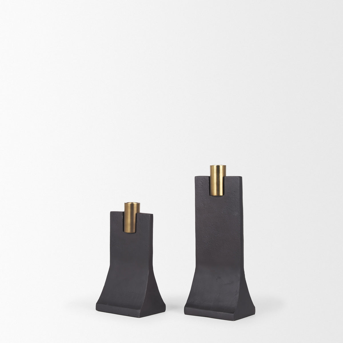 Polli Antiqued w/ Matte Metal Taper Candleholders (Set of 2)-Table Candle Holders-DECOROLALA