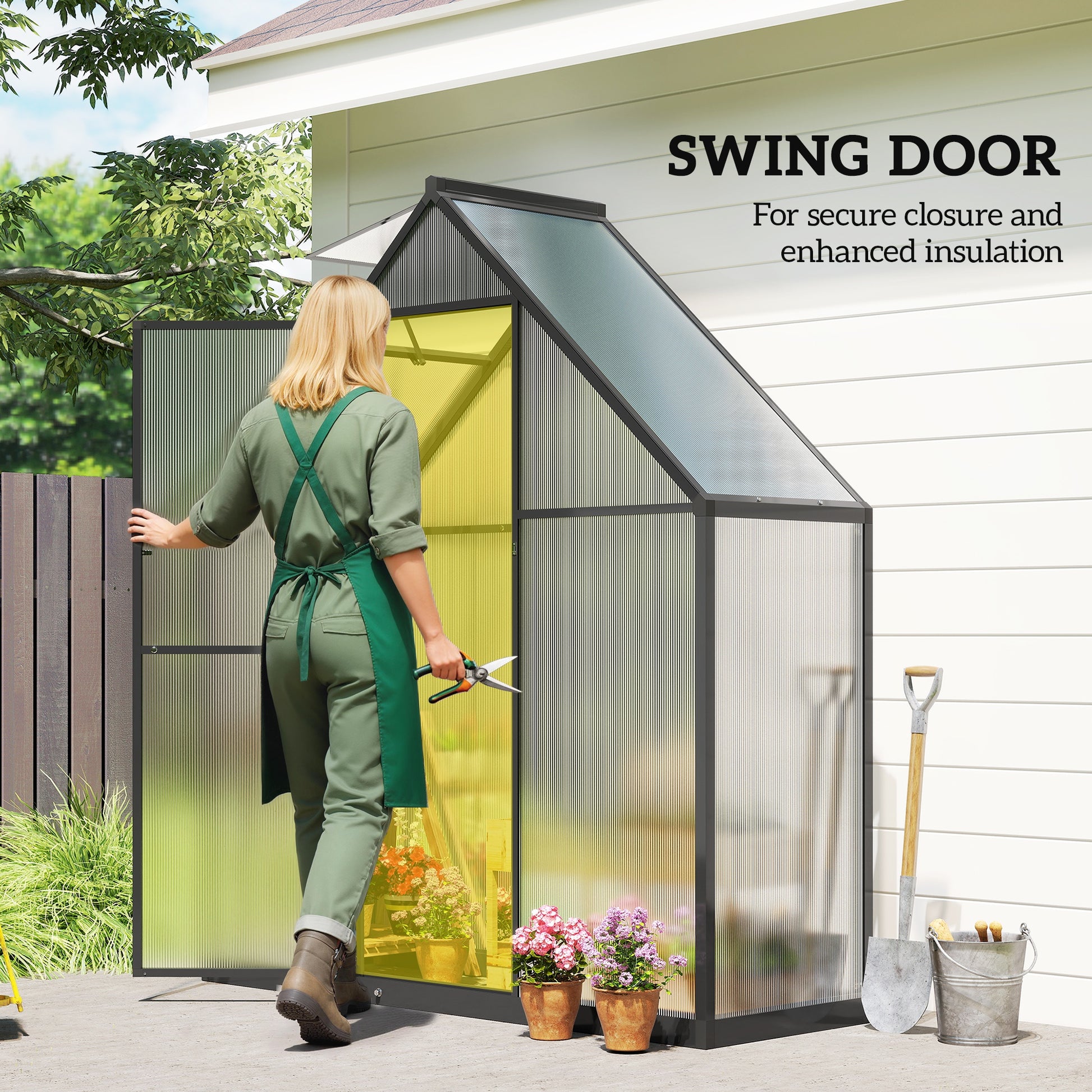 Polycarbonate Walk-in Greenhouse - Black 5.5' x 2' Aluminum-DECOROLALA
