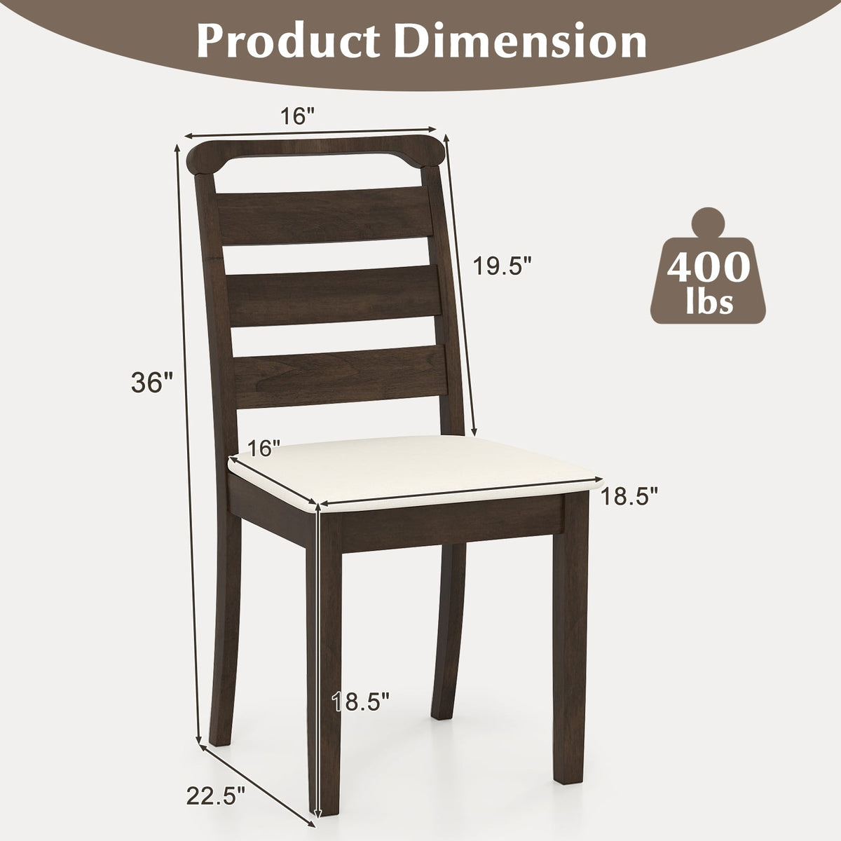 Polyester Upholstered Wooden Dining Chair Set of 2-Walnut-Dining Chairs-DECOROLALA