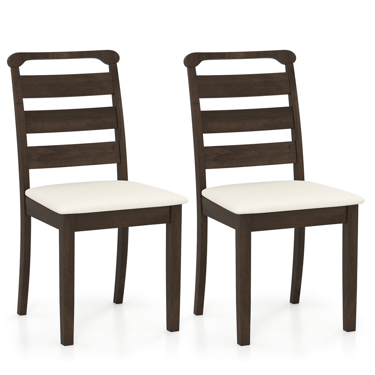 Polyester Upholstered Wooden Dining Chair Set of 2-Walnut-Dining Chairs-DECOROLALA