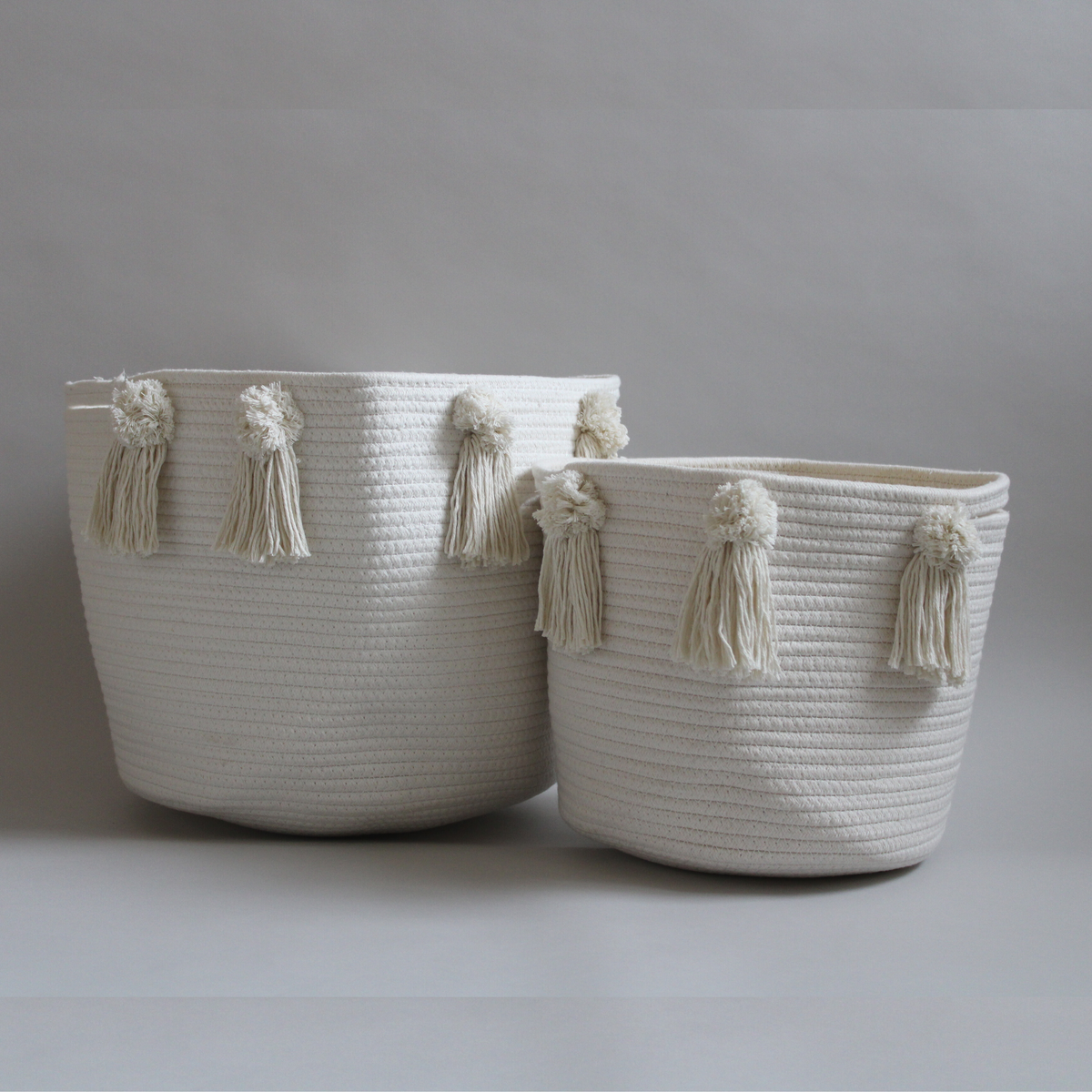 Pom and Tassel Basket - Large-Baskets-DECOROLALA