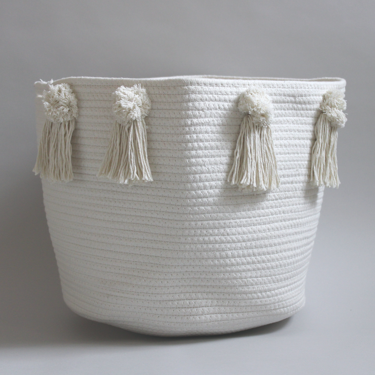 Pom and Tassel Basket - Large-Baskets-DECOROLALA
