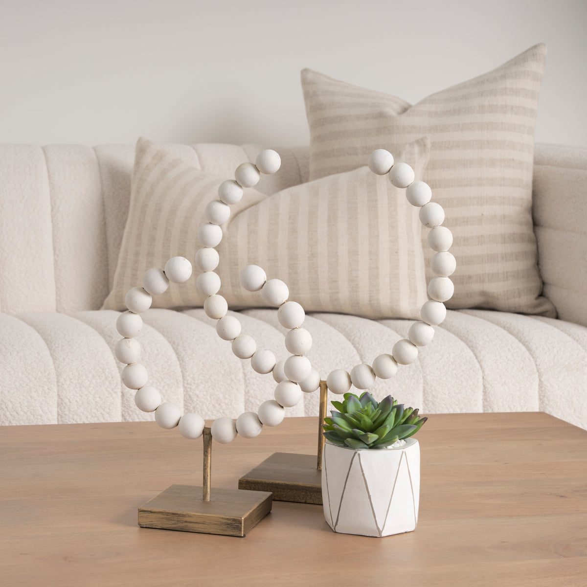 Pontchartrain II Large White Beaded Broken Sphere Decorative Object-Objects-DECOROLALA