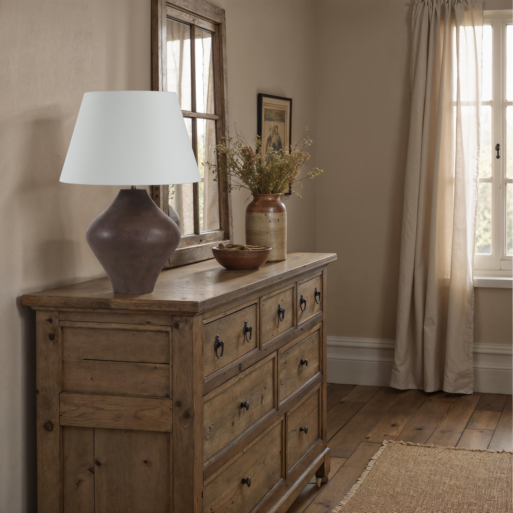 Pontia 30.75" Table Lamp, Brown Ceramic-Table Lamp-DECOROLALA
