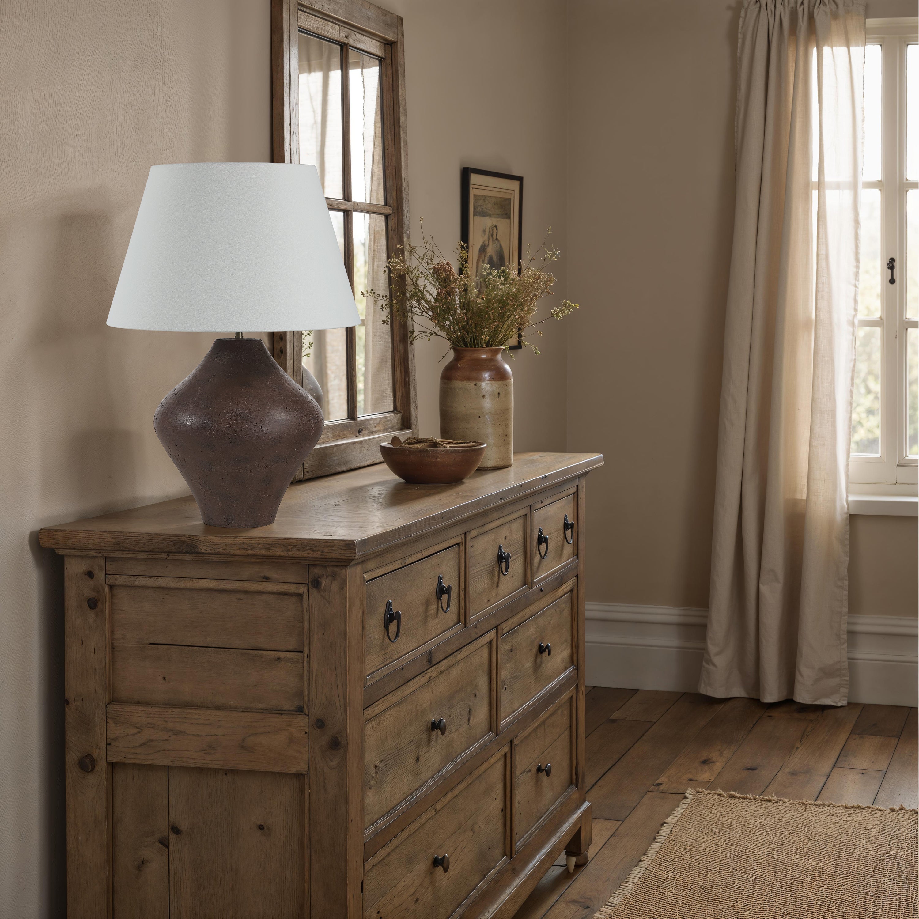 Pontia 30.75" Table Lamp, Brown Ceramic-Table Lamp-DECOROLALA